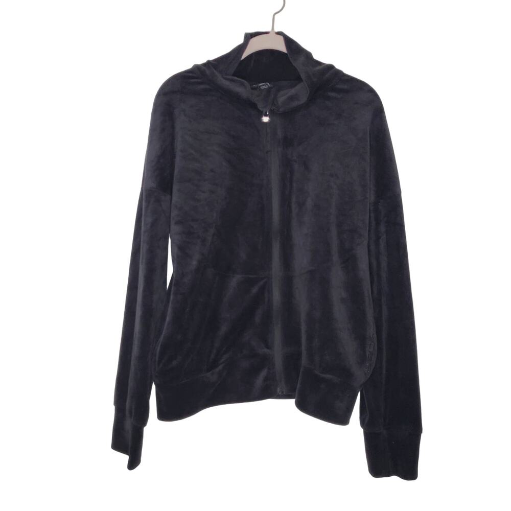 Spyder Zip Up Velour Fuzzy Jacket  Black Size Large L